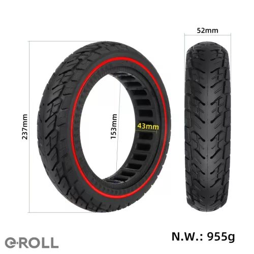 10x2,125/250x54  tömör gumi piros csikkal/ Ninebot F20F25F30F40/Mi4 