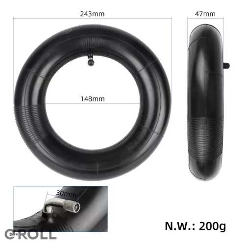 10×3 (255×80) gumibelső – 90 fokos szeleppel, 10"-os elektromos rollerhez
